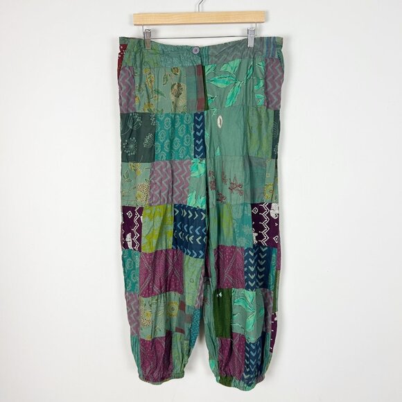 NEW Earthbound Trading Patchwork Ankle Pants Harem Size XL Women's - Picture 1 of 5